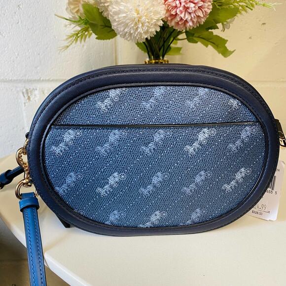 Coach C4057 Camera Bag With Horse And Carriage Dot Print IN Denim - Picture 2 of 7